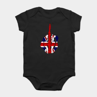 Skeleton Middle Finger United Kingdom Flag Baby Bodysuit